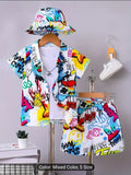 3pcs Boys' Lightweight Summer Casual Fashion Shirt and Shorts Set